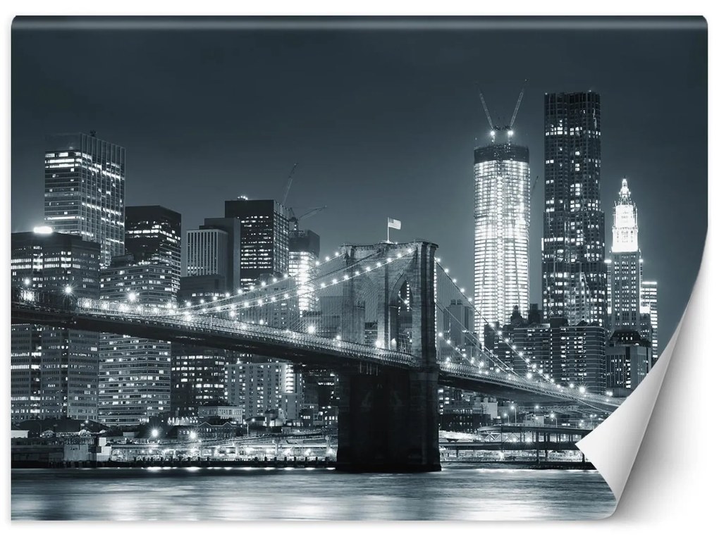 Gario Fotótapéta New York brooklyni híd fekete-fehér Anyag: Vlies, Méret: 100 x 70 cm