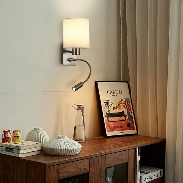 Brilagi -LED Rugalmas fali lámpa NUBILA 1xE27/25W/230V+LED/3W matt króm/krémes