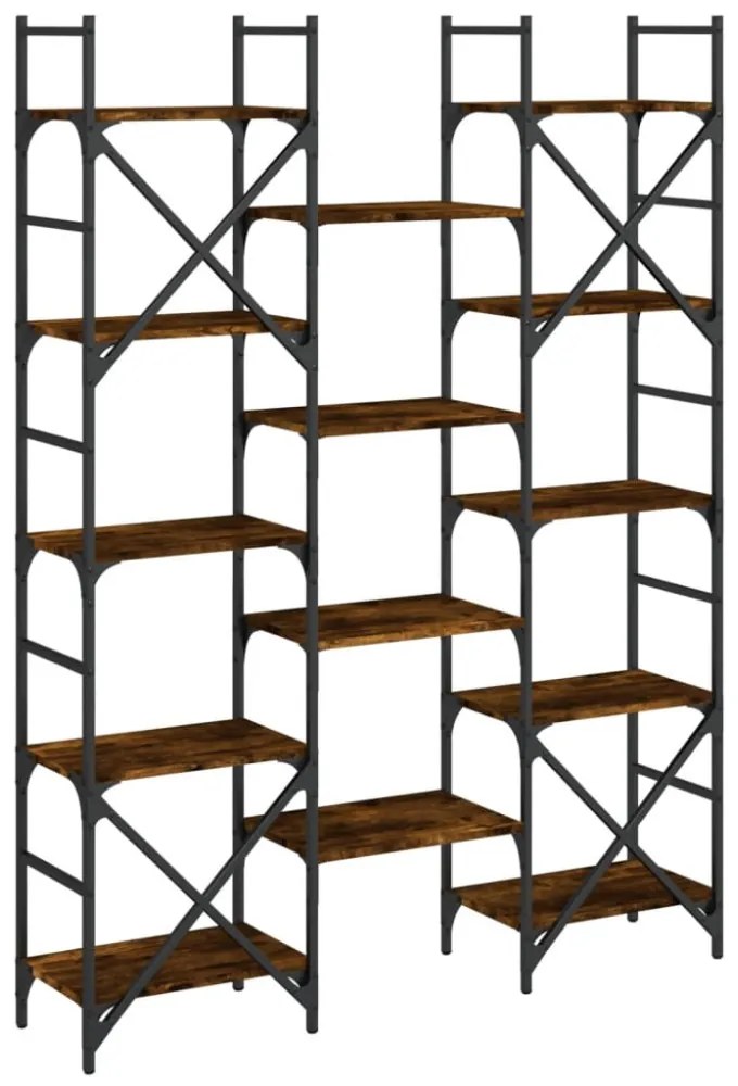 füstös tölgy színű szerelt fa könyvespolc 127,5x28,5x172,5 cm