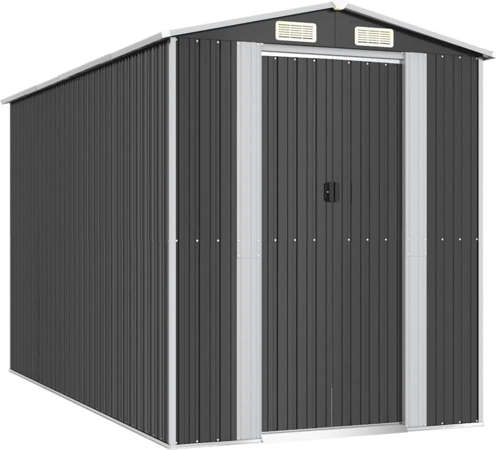 vidaXL antracitszürke horganyzott acél kerti fészer 192 x 357 x 223 cm