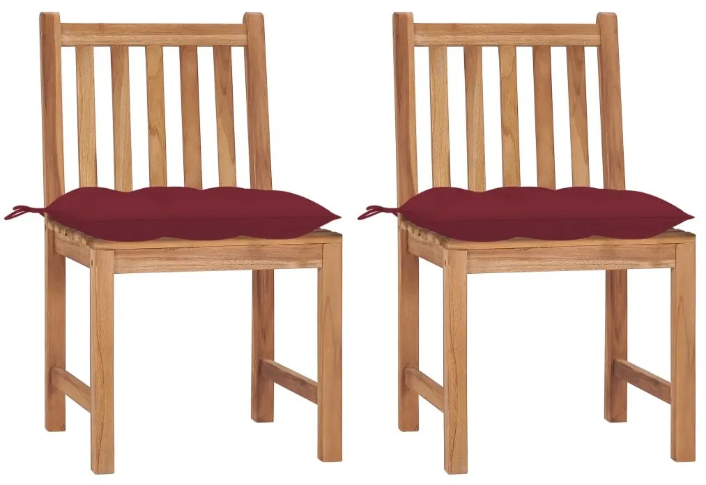 vidaXL 2 db tömör tíkfa kerti szék párnával