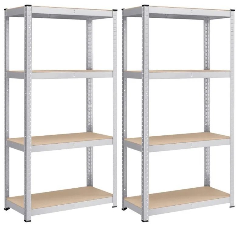 Fém tároló polcok szett(2db) 160x80x40 cm, ezüst