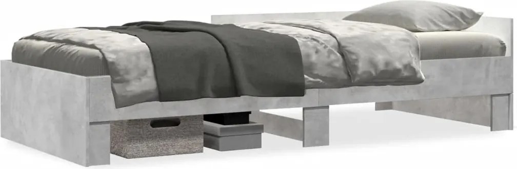 vidaXL betonszürke szerelt fa ágykeret 75 x 190 cm