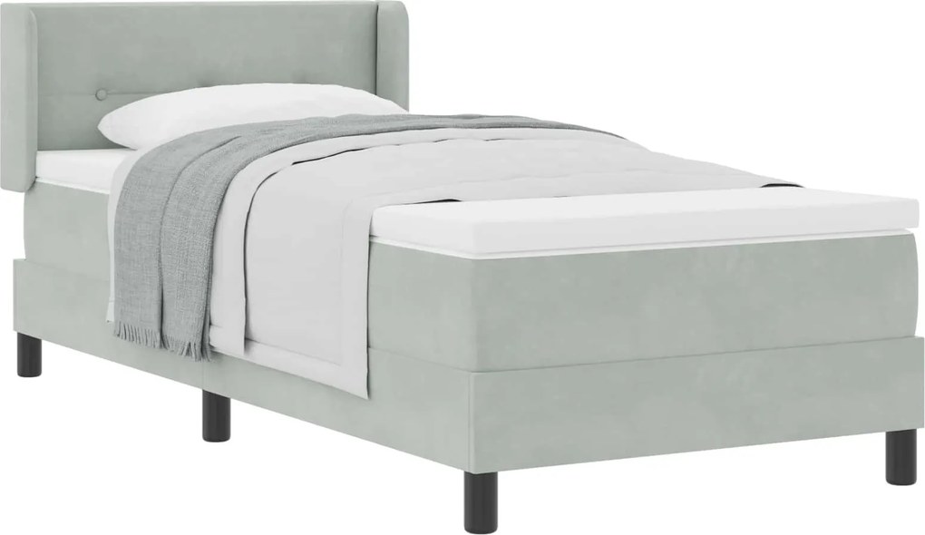 vidaXL Boxrugós ágy matracmal Világosszürke 200 x 80 cm Poliészter