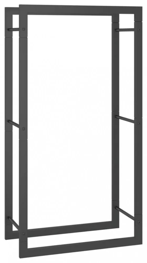 fekete acél tűzifatároló állvány 50x28x94 cm