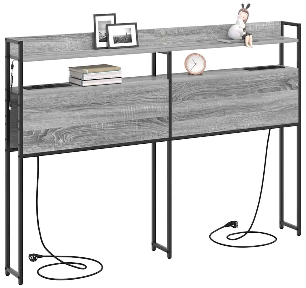 Fejtámla LED -es lámpákkal Szürke sonoma 150 cm Faanyag