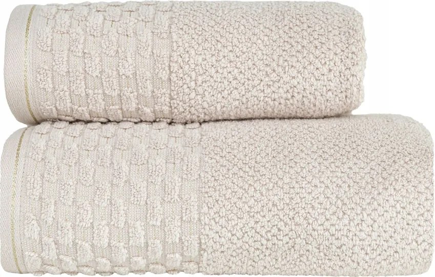 Neptun pamut törölköző 50x90 krémszínű, aranyszállal