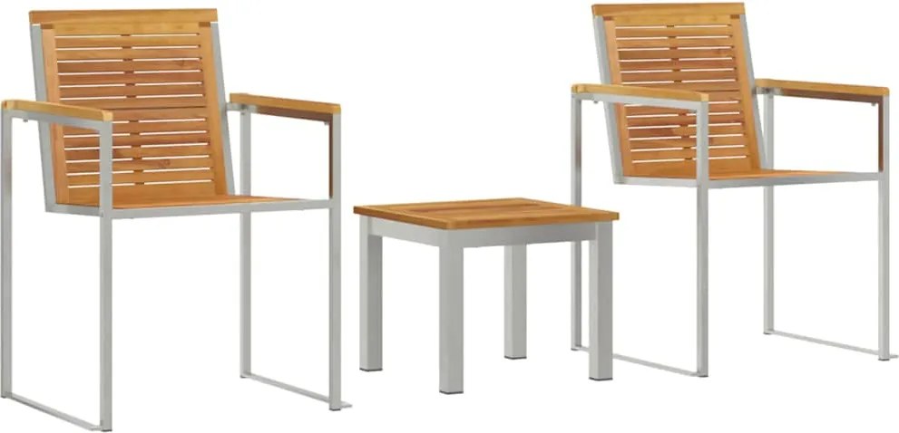 vidaXL Napozó 3 pcs Barna Tömör Teakfa