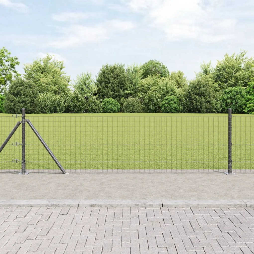 Kerítésoszlop Készlet 2 db Szürke Porszórt acél 25 x 0.5 m
