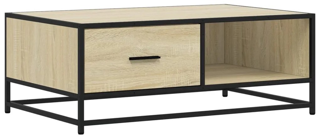 Sonoma tölgy szerelt fa és fém dohányzóasztal 90 x 57 x 35 cm