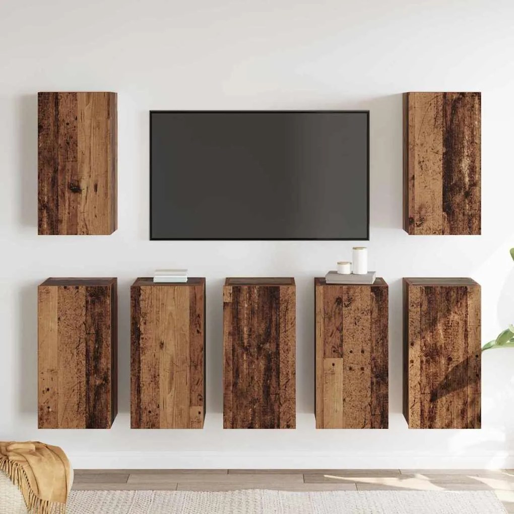 TV szekrény garnitúra 7 pcs Régi fa 30.5 x 30 x 60 cm Faanyag
