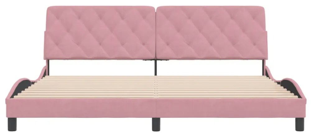 rózsaszín bársony ágykeret matrac nélkül 200 x 200 cm