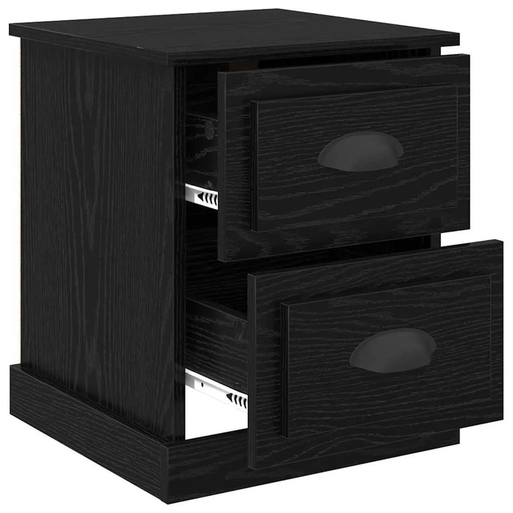 Éjjeliszekrény 2 pcs Musta tammi 39 x 39 x 47.5 cm Faanyag