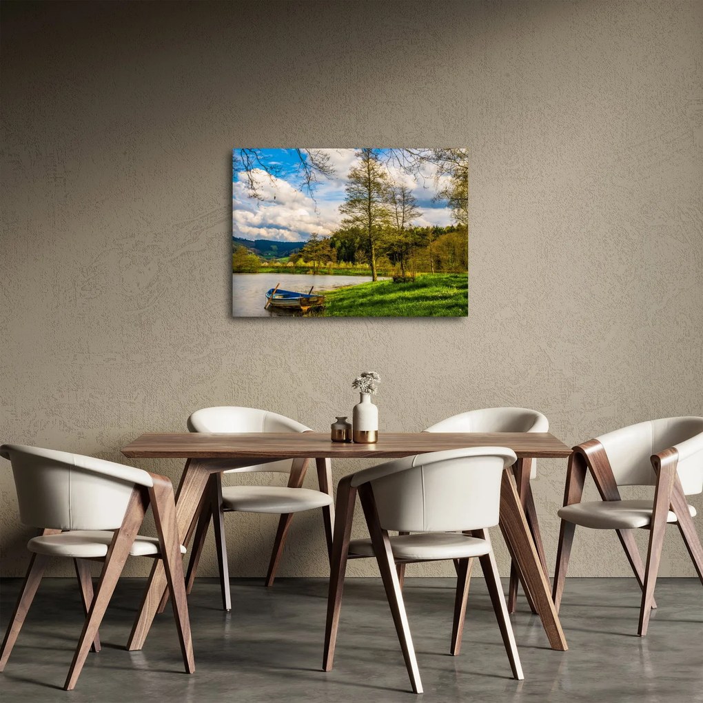 Egy csónak képe a tó mellett (70x50 cm)
