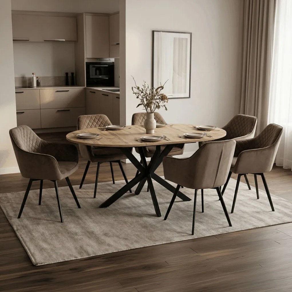 Étkezőasztal bővíthető 120–160 × 120 cm melamin tölgy OAK
