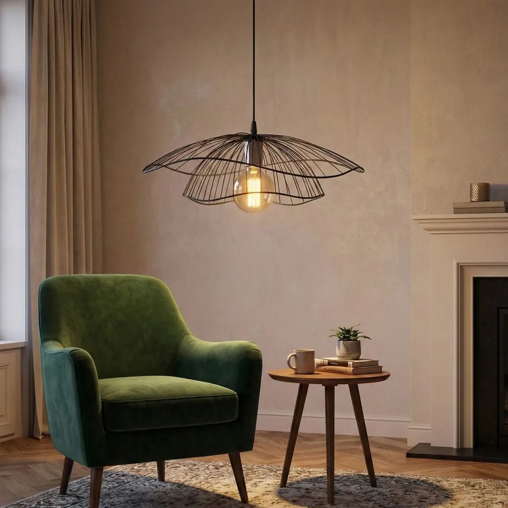 Tel 6500 fekete fém függőlámpa, Ø50 cm