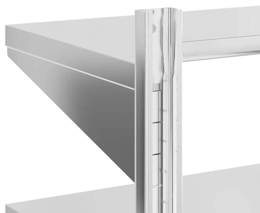 2 szintes ezüst rozsdamentes acél fali polc 50 x 40 x 48 cm