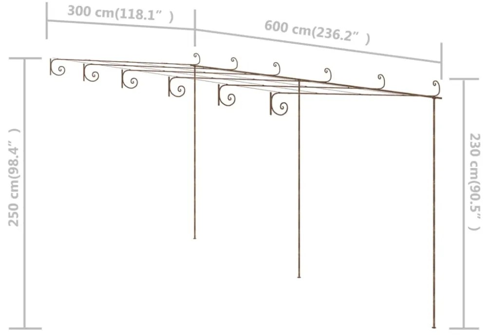antik barna vas kerti pergola 6 x 3 x 2,5 m