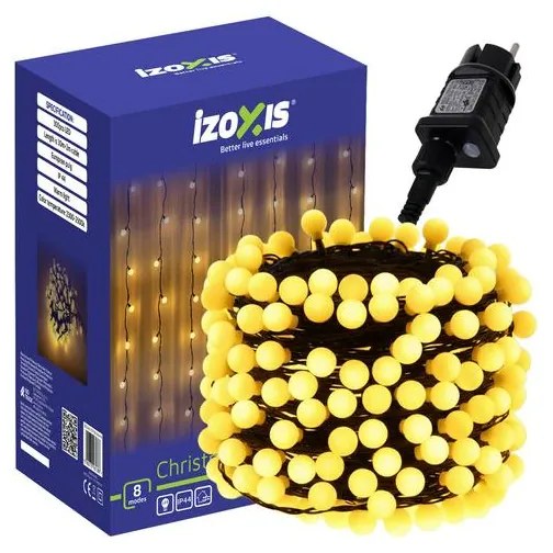 30 m-es 300 LED-es gömb karácsonyi fényfüzér, hálózati, IP44 vízálló, meleg fehér