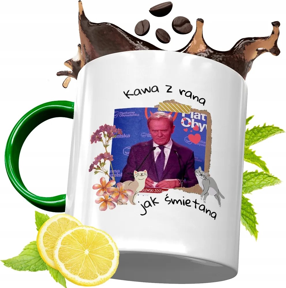 Donald Tusk Zöld Bögre Ajándék Nyomtatott Fotóval