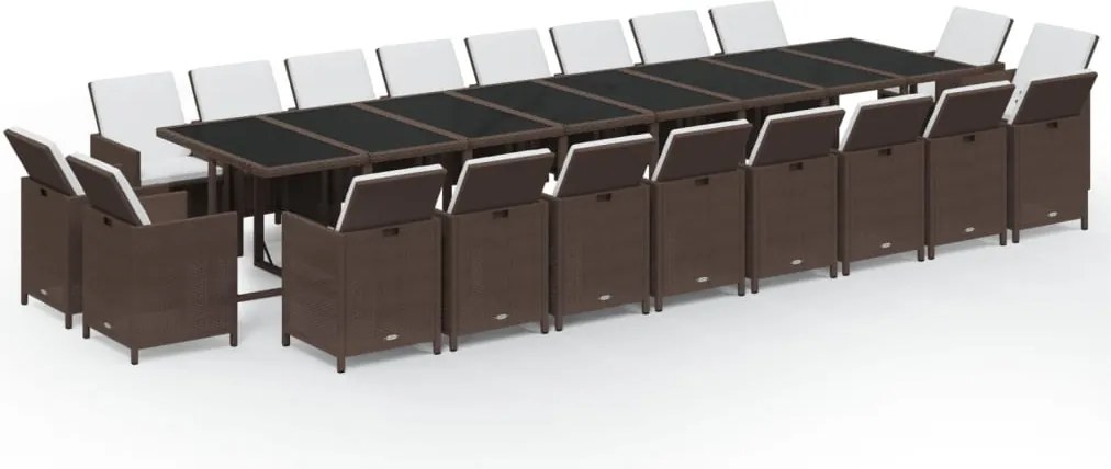 vidaXL 21 részes barna polyrattan kerti étkezőgarnitúra párnákkal