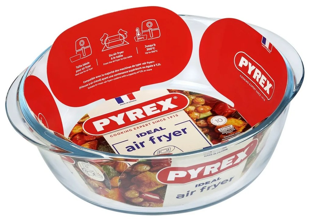 Pyrex üveg sütőedény kerek 2,3 l, 26 x 23 x 8 cm, 2,3 l