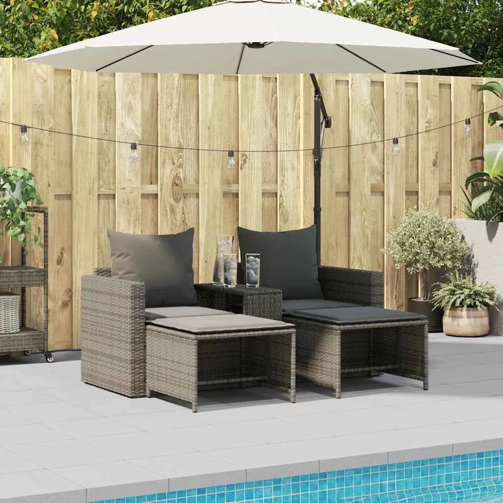 5 részes polyrattan kerti kanapé garnitúra párnákkal stackable