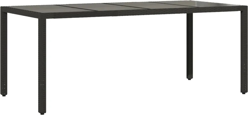 vidaXL fekete polyrattan üveglapos kerti asztal 190 x 90 x 75 cm