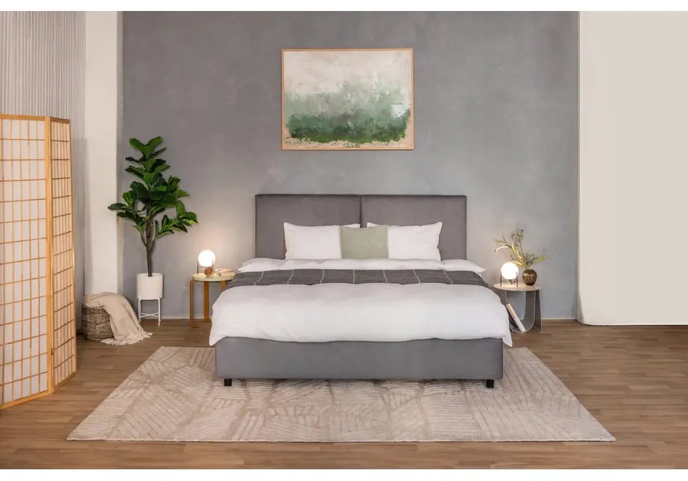 Szürke kárpitozott ágyneműtartós franciaágy ágyráccsal 180x200 cm Myra Bold – Bonami Selection