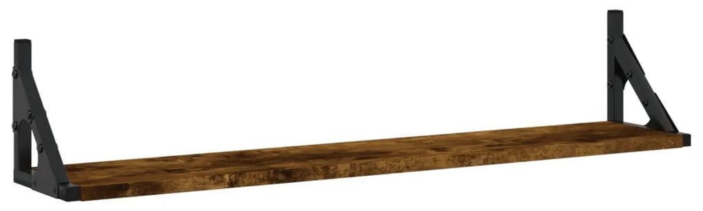 2 db füstös tölgy színű szerelt fa fali polc 80 x 15 x 15,5 cm