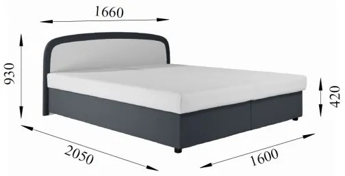 MALIA 160x200 szürke kárpitozott ágy rugós matraccal és ágyneműtartóval