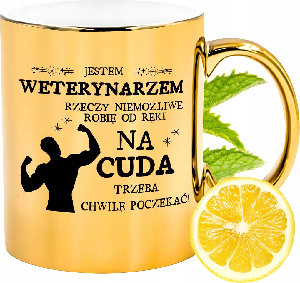 Arany csillogó bögre állatorvosnak ajándék fényképes nyomtatással