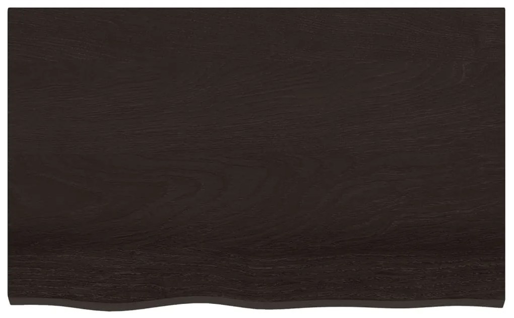 sötétbarna kezelt tömör tölgyfa fali polc 80x50x2 cm