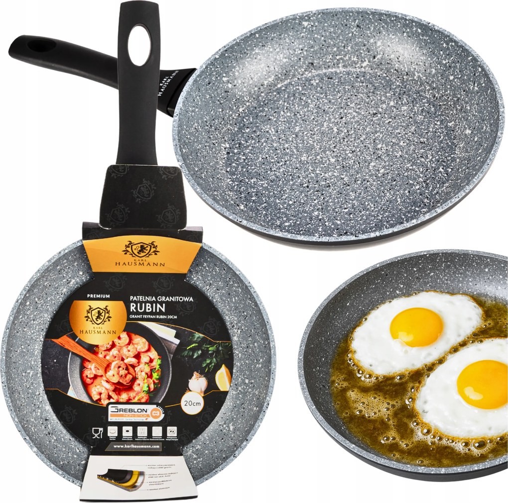 Serpenyő Indukciós Serpenyő 20 cm Gránit Mély Tapadásmentes Rubin