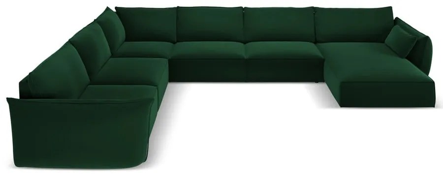 Sötétzöld bársony sarokkanapé (bal oldali-U alakú) Vanda – Mazzini Sofas
