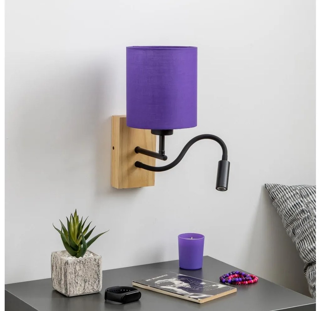 Brilagi - LED Fali lámpa NUBILA WOOD 1xE27/25W/230V + LED/3W tölgy/lila