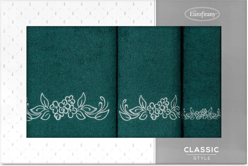 Clavia hímzett törölköző szett 3 db-os zöld Ajándék