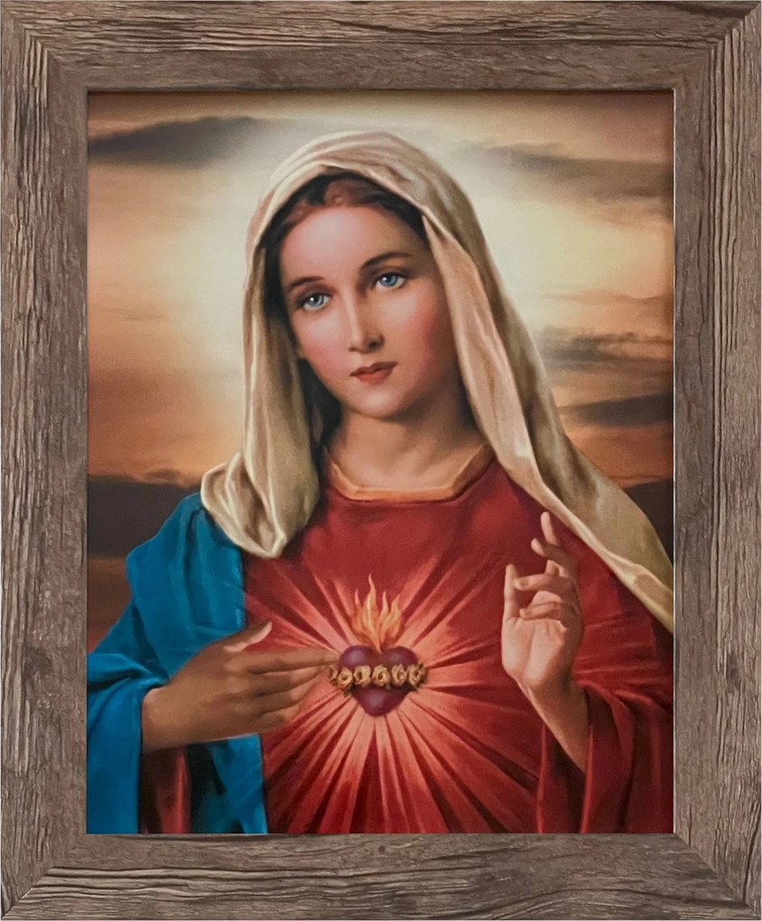 Vászonkép 30x25 Mária Szíve Mária Tölgy Keret