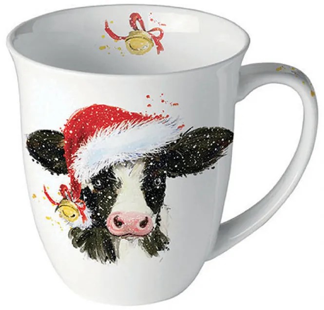 Karácsonyi porcelán bögre 400 ml tehenes Christmas cow bell