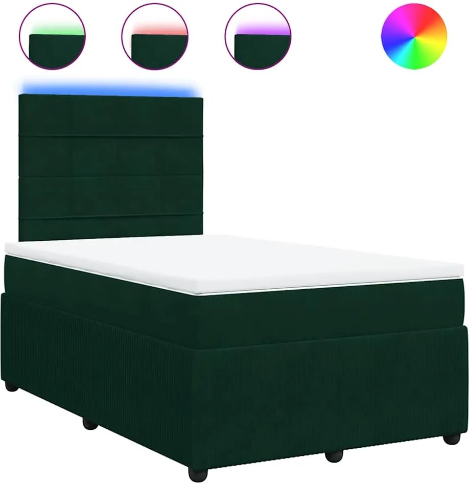 vidaXL sötétzöld bársony rugós ágy matraccal 120 x 200 cm