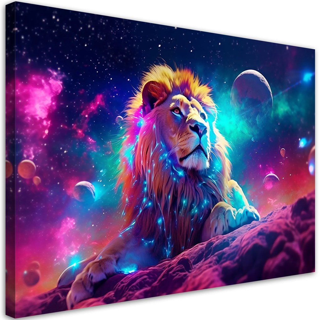 Gario Vászonkép Csillagok, bolygók és oroszlán Méret: 120 x 80 cm