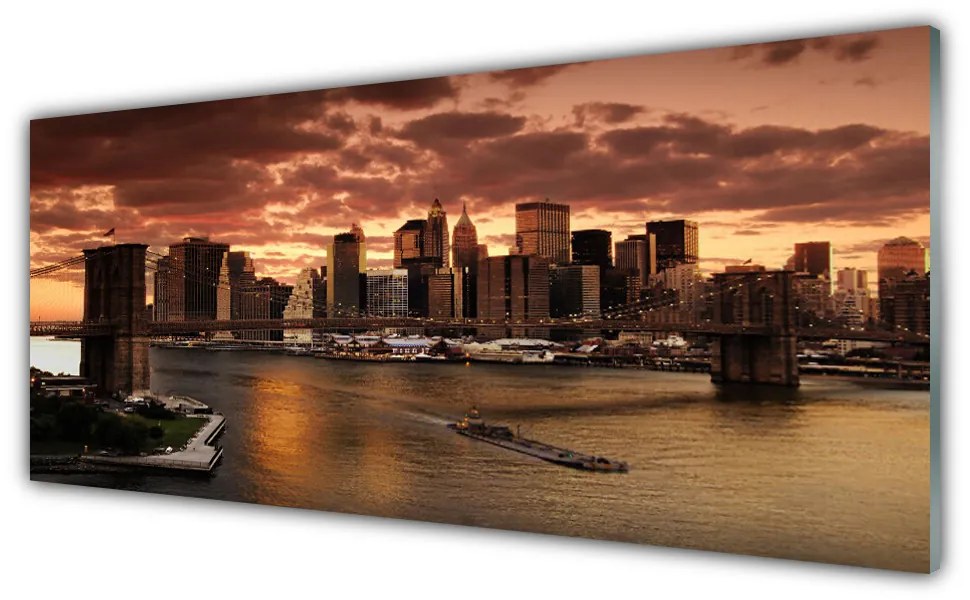 Akrilkép City of Brooklyn Bridge 125x50 cm