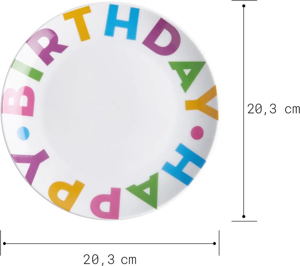 HAPPY BIRTHDAY kistányér Ø 20 cm, színes