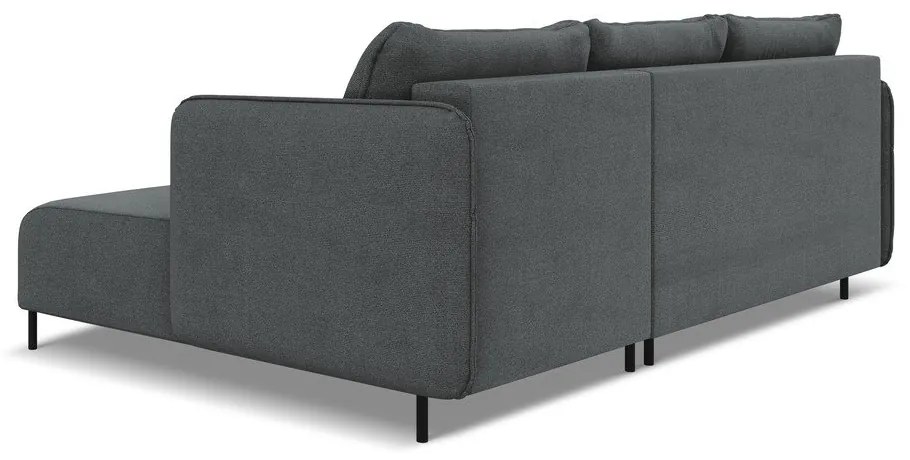 Sötétszürke kinyitható-tárolóhelyes sarokkanapé (jobb oldali) Luana – Makamii