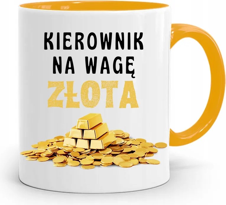 Sárga Bögre Vezetőnek Arany Mérleg Vezetőnek, fényképes nyomtatással