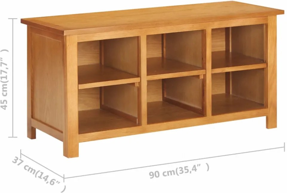 tömör tölgyfa cipőtartó 90 x 37 x 45 cm