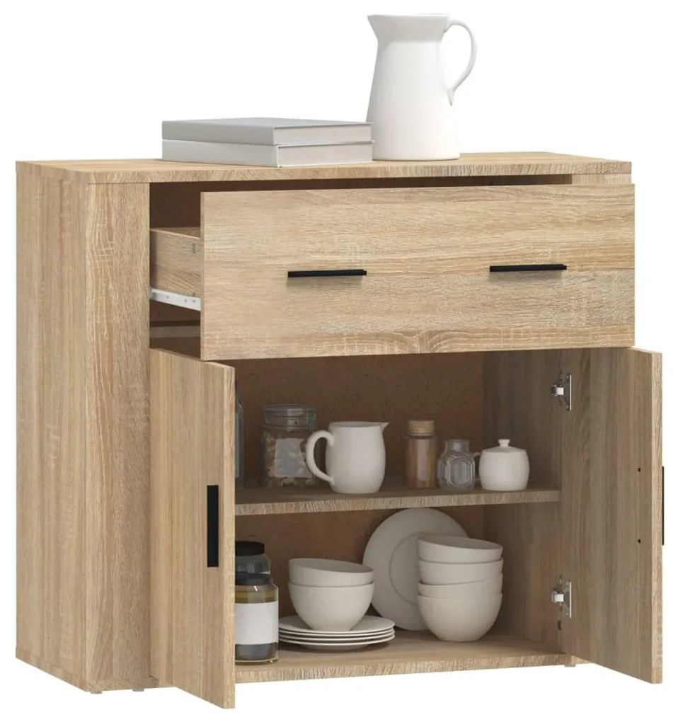 sonoma tölgy színű szerelt fa tálalóasztal 80x33x70 cm