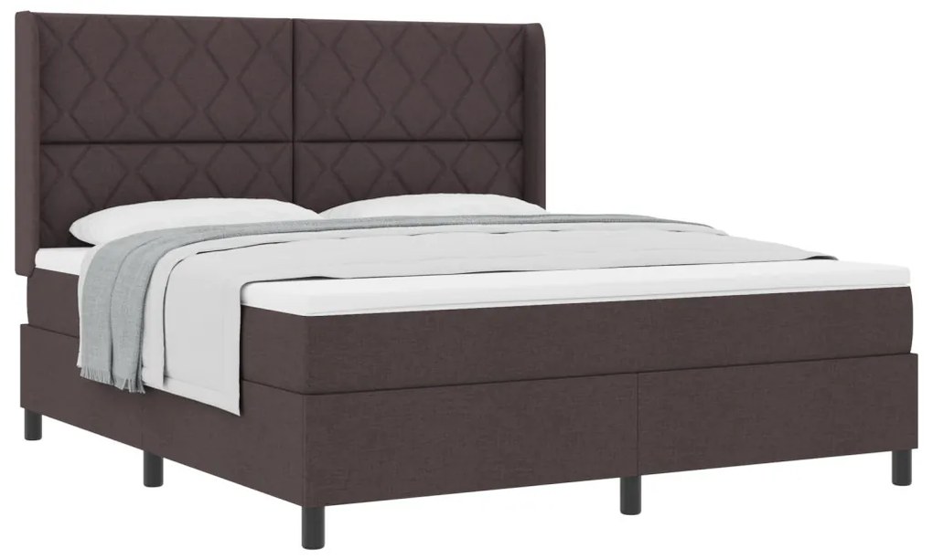 Boxspring Ágy Matraccal - Sötétbarna, 180x200 cm, Szövet