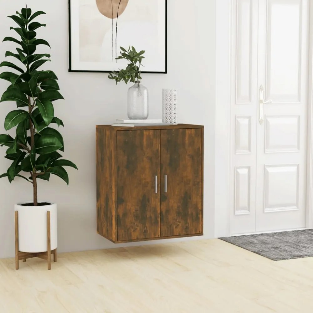 füstös tölgy színű szerelt fa cipősszekrény 60 x 35 x 70