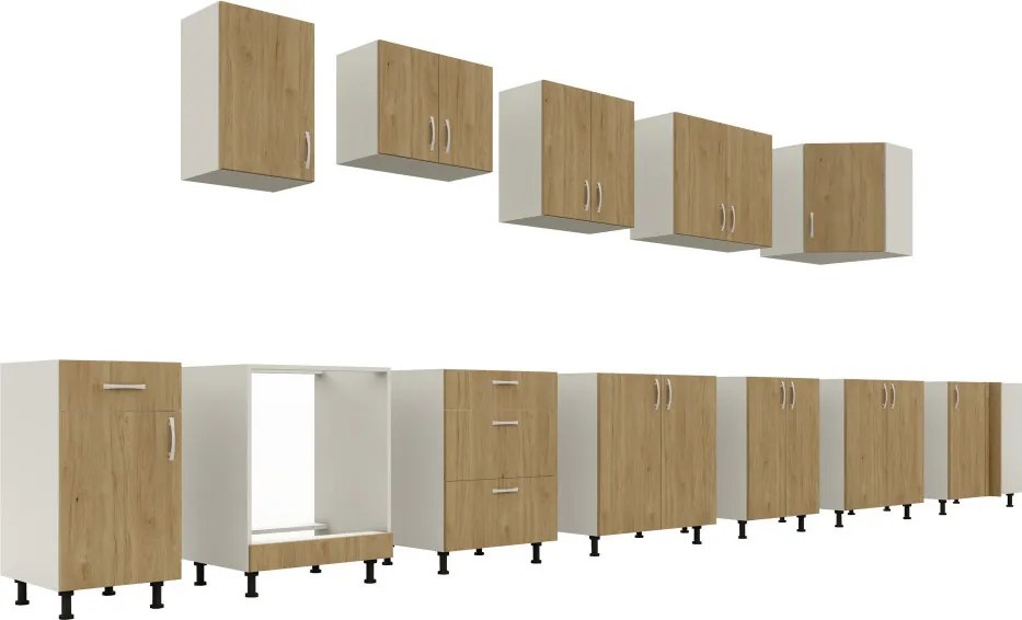 Benita Beépíthető konyhaszekrény Természetes fa-Fehér 60x50x80 cm